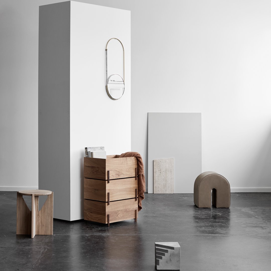 "Modern wooden furniture in neutral tones with subtle textures and geometric shapes, enhancing contemporary decor."