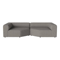 Gray sectional sofa with a minimalist design and soft textured upholstery, perfect for modern decor.
