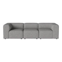 Gray modular sofa with clean lines and textured fabric, featuring a modern minimalist design.