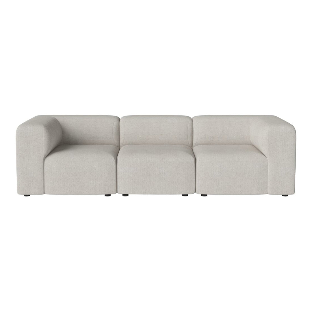 Light gray sectional sofa with a modern minimalist design and soft, textured fabric. Ideal for neutral color schemes.