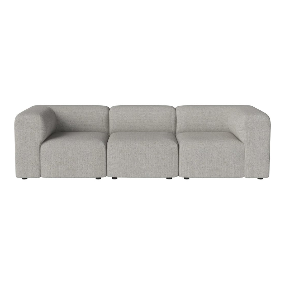 Modern gray block sofa with smooth fabric and minimalistic design. Perfect for contemporary living spaces.