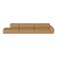 Contemporary beige leather sofa with smooth, sleek upholstery and minimalistic design, perfect for modern spaces.