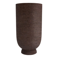 Dark brown textured vase with a smooth finish and subtle speckles, perfect for modern decor.