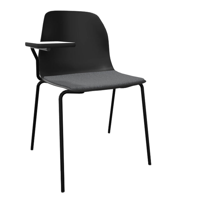 Pelican 08 Chair - Right Fixed Tablet - 4 Leg, Black Lacquered Metal - Seat Upholstered
