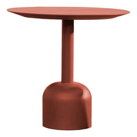 Round table in deep terracotta with a smooth matte finish and minimalist design. Ideal for modern decor.