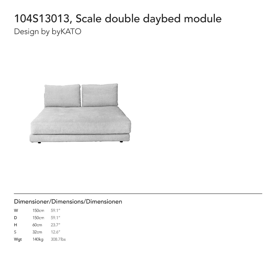 Light gray double daybed module with clean lines and smooth, minimalist design. Ideal for modern home decor.