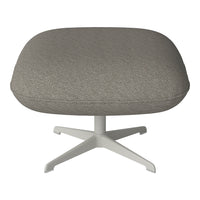 Gray textured upholstery with a subtle weave pattern on a modern white base. Perfect for contemporary decor.