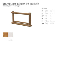 "Natural wood finish with smooth, light brown tones; minimalist design highlighting clean lines."