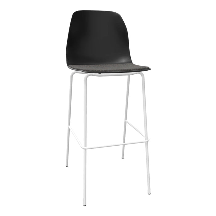 Pelican 08 Bar Stool - 4 Leg, White Lacquered Metal - Seat Upholstered