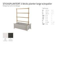 "Stylish large planter in soft grey with natural wooden accents and a sleek design, perfect for modern gardens."