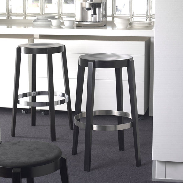 Punton Bar/Counter Stool w/ Stainless Steel Metal Ring