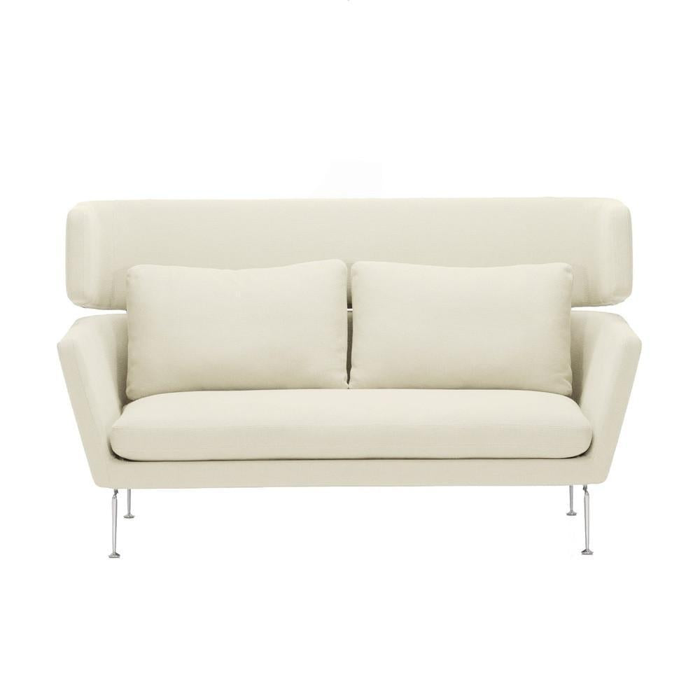 Cream-colored modern sofa with smooth, minimalist design and plush cushions. Perfect for contemporary interiors.