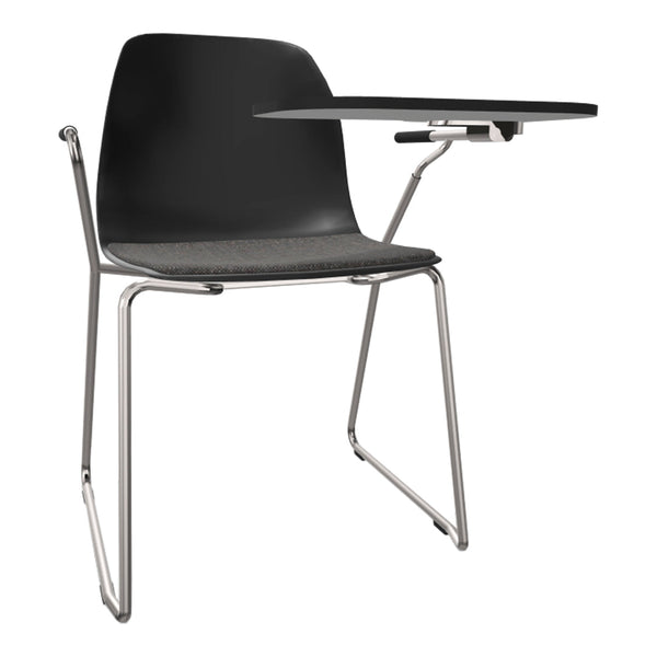 Pelican 09 Chair - Writing Tablet - Sled Base - Seat Upholstered