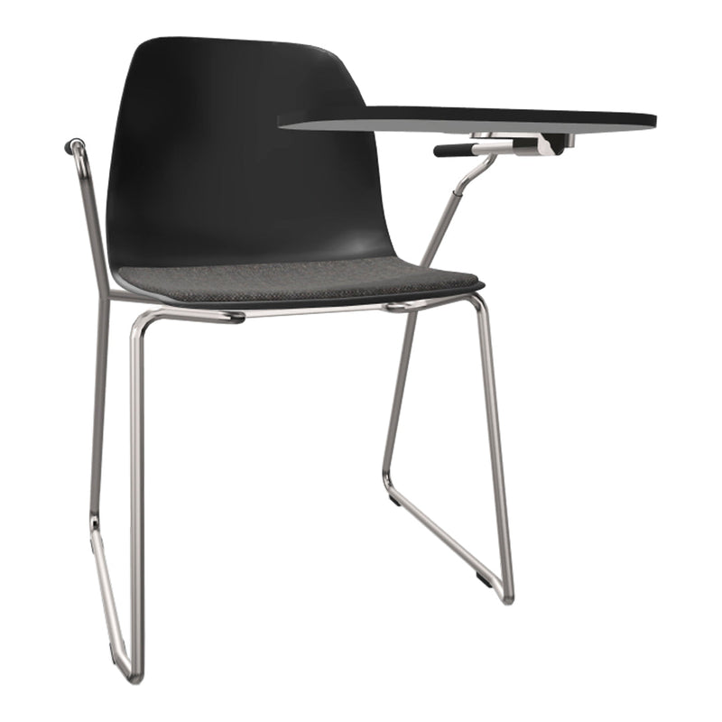 Pelican 09 Chair - Writing Tablet - Sled Base - Seat Upholstered