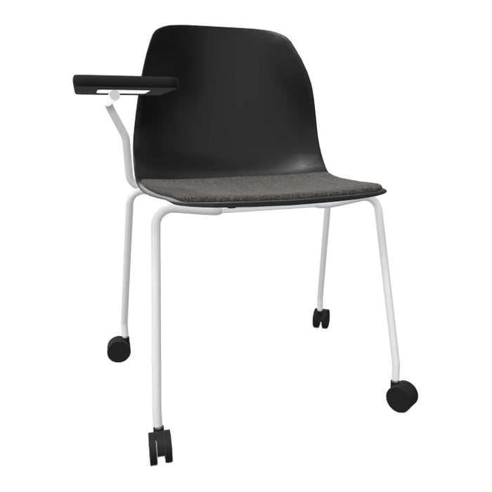 Pelican 08 Chair - Right Fixed Tablet - 4 Leg, Chrome w/ Casters - Seat Upholstered