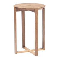 Light oak round side table with a smooth, natural wood grain and minimalist design. Perfect for modern interiors.