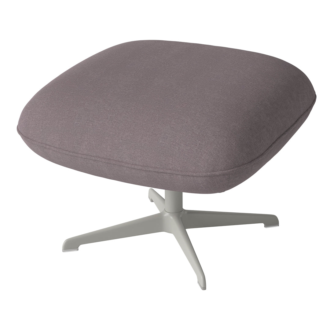 Light purple upholstery with a subtle textured pattern on a modern white base. Stylish and contemporary accent chair.