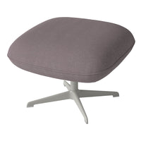 Light purple upholstery with a subtle textured pattern on a modern white base. Stylish and contemporary accent chair.