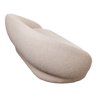 "Beige textured sofa with soft curves and a subtle, airy pattern, perfect for modern interiors."