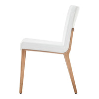 Minimalist white chair with smooth upholstery and light wooden legs, perfect for contemporary decor.