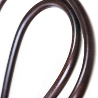Brown curved wood grain pattern with smooth, glossy finish on a white background. Ideal for modern decor.