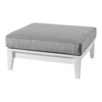 Gray cushion on a white wooden base, offering a sleek, modern design for contemporary decor.