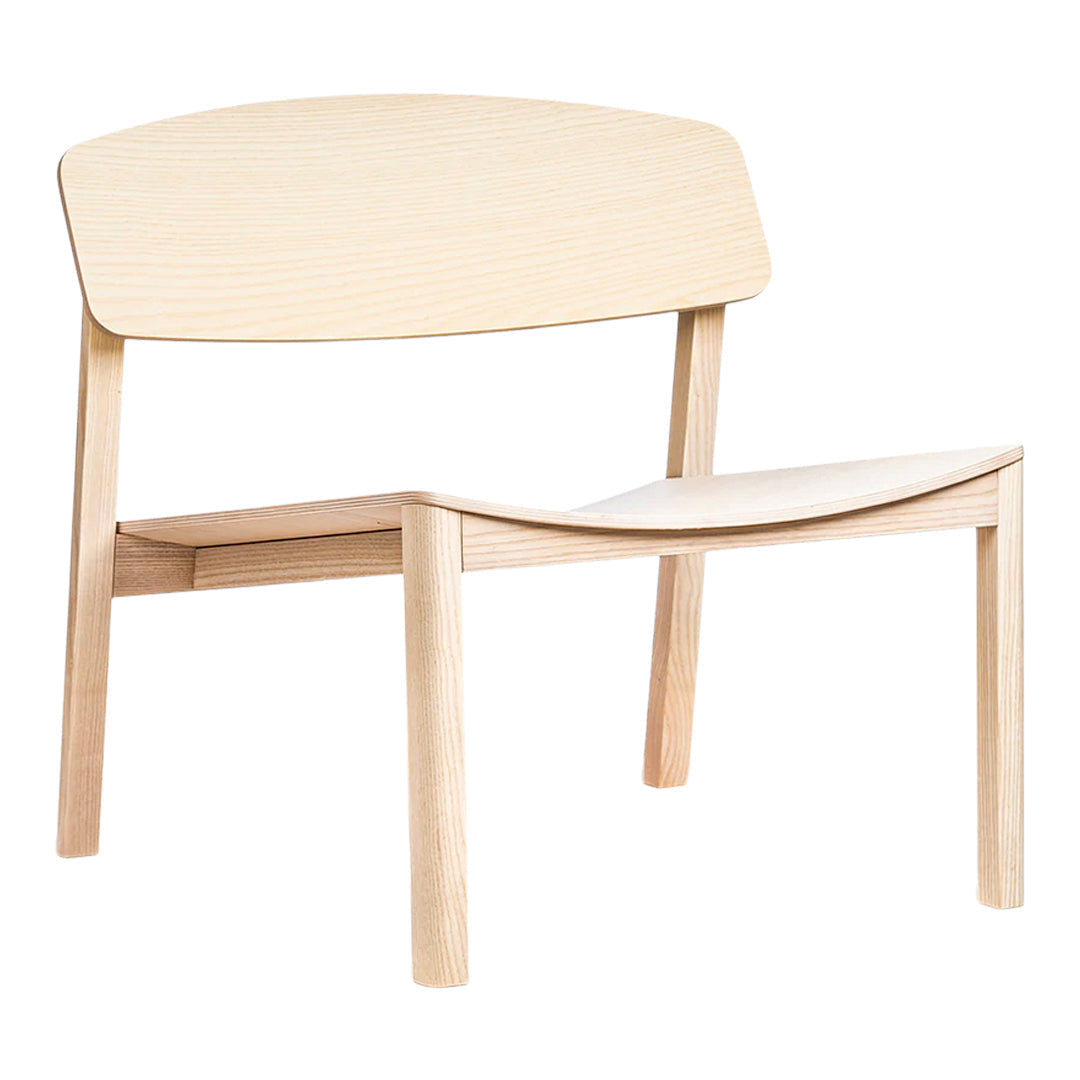 Light ash wood chair featuring a sleek, minimalist design with a smooth, natural finish. Ideal for modern decor.