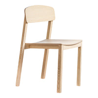 Light natural wood chair with a smooth finish and minimalist design, featuring a soft, neutral color palette.