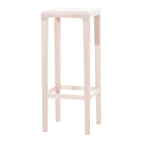 Light, natural wood bar stool with a smooth finish and minimalist design, showcasing a soft beige color.