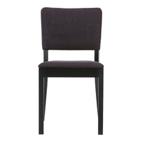 Modern black chair with a dark gray textured seat and backrest, creating a sleek, minimalist design.