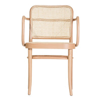 Light wood chair with natural cane pattern, featuring a minimalist design and soft beige tones.
