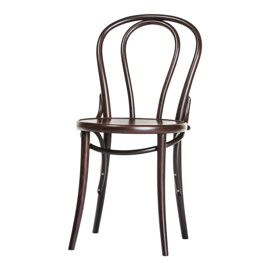Classic bentwood chair in rich walnut brown with smooth, minimalistic design and curved backrest. Ideal for modern decor.