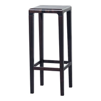 Bar stool in rich dark brown with a sleek, minimalist design and smooth, solid finish. Perfect for modern decor.