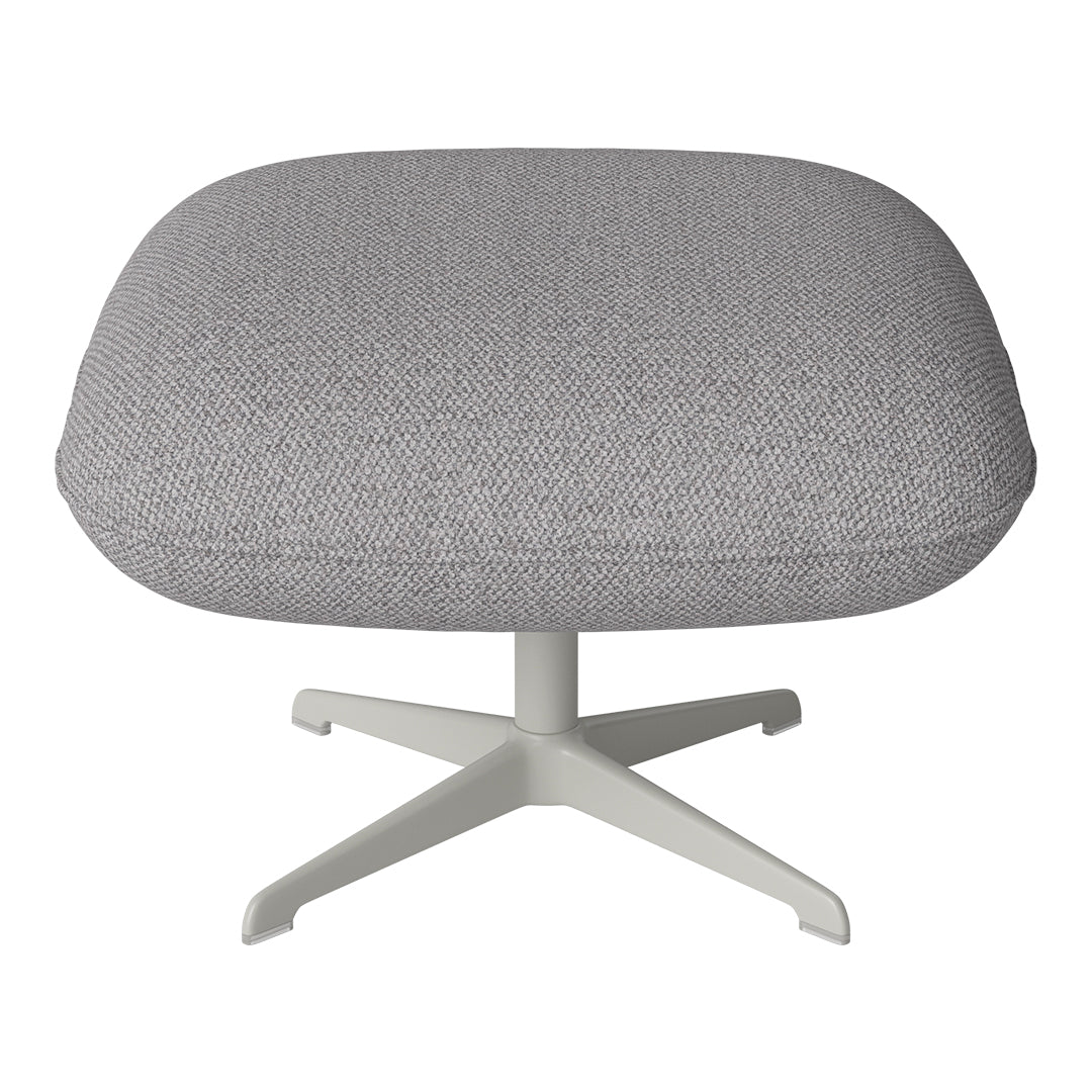 Gray textured upholstery with a subtle pattern, paired with a light gray base for a modern accent piece.