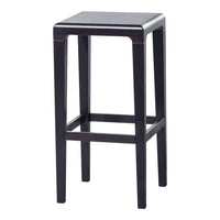 Dark brown wooden bar stool with a simple, sleek design and a smooth finish. Ideal for modern decor.