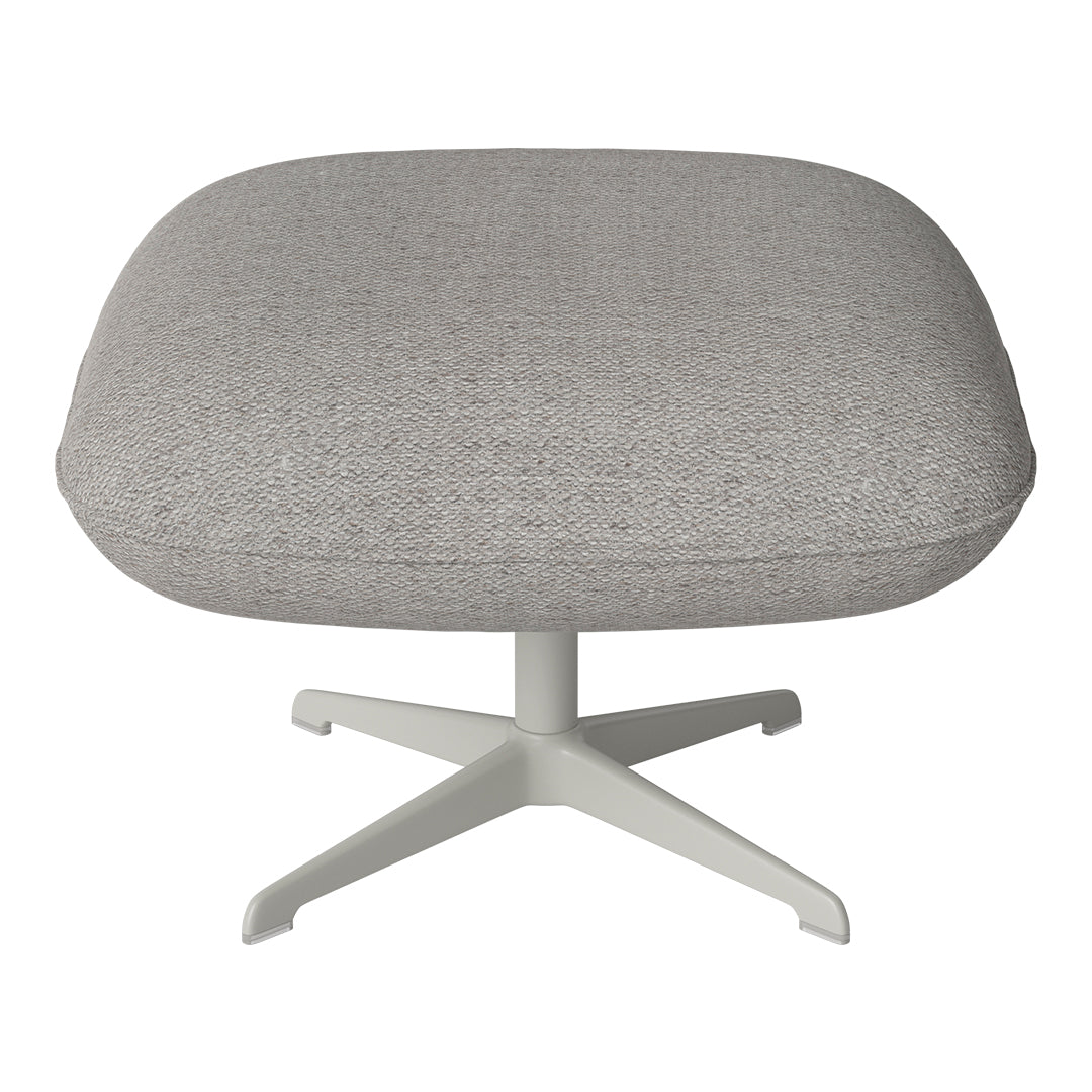 Gray textured upholstery on a modern lounge chair with a sleek white base. Ideal for contemporary decor.