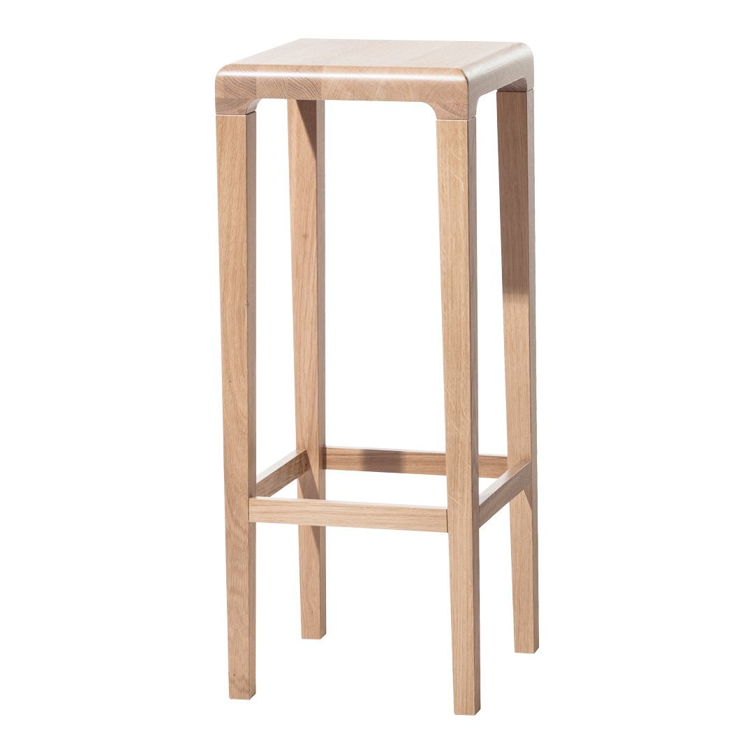 Light natural wood bar stool with a simple, clean design and smooth finish. Ideal for modern spaces.