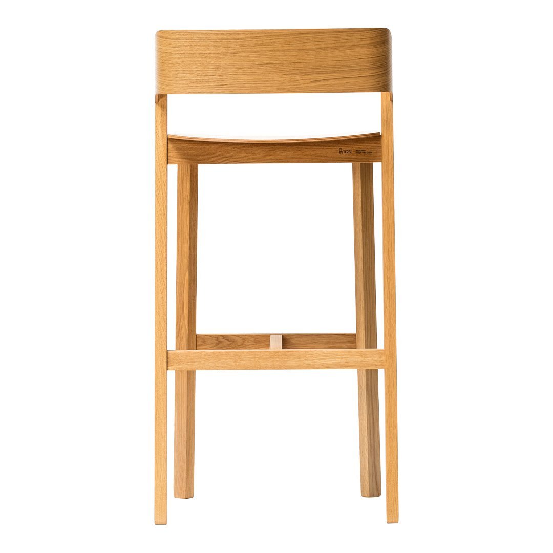Light natural wood bar stool with a simple, sleek design and smooth finish, showcasing warm tones and clean lines.