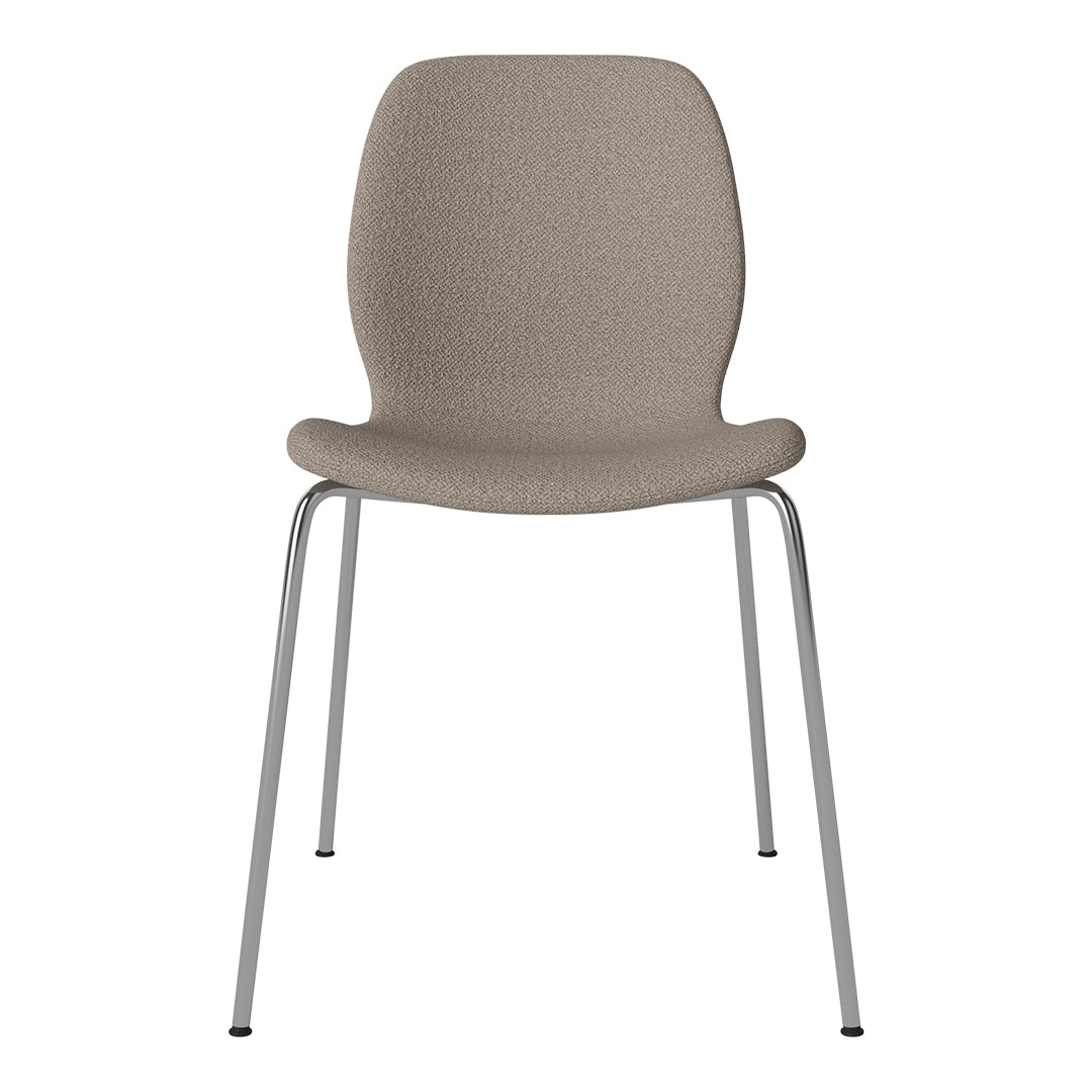 Textured taupe chair with subtle pattern, complemented by sleek silver legs. Ideal for modern interiors.
