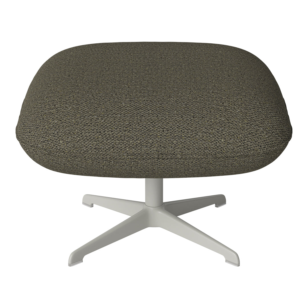Olive green textured cushion on a sleek white base, featuring smooth, modern lines and a minimalist design.