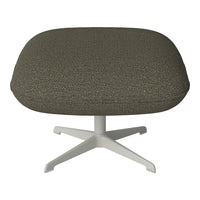 Olive green textured cushion on a sleek white base, featuring smooth, modern lines and a minimalist design.