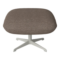 Brown textured upholstery on a plush chair with a white modern base. Perfect for contemporary or minimalist decor.