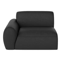Black upholstered modular sofa section with a smooth, minimalist design. Ideal for modern living spaces.