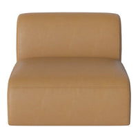 Stylish single lounge chair in warm caramel tan with a smooth, textured finish. Perfect for modern decor.