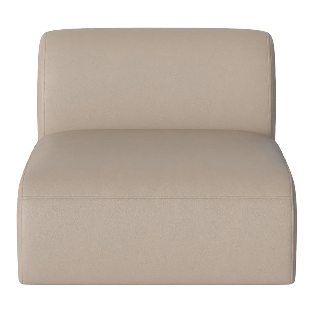 Beige upholstered chair with a smooth, modern design and minimalistic pattern for versatile home decor.