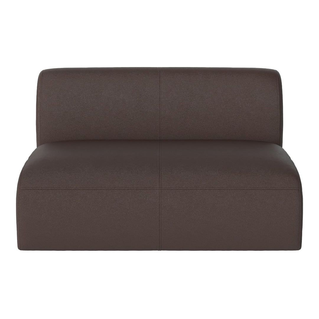 Brown modern sofa with a smooth texture and minimalistic design, perfect for contemporary living spaces.