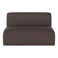Brown modern sofa with a smooth texture and minimalistic design, perfect for contemporary living spaces.