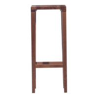 Solid walnut wood bar stool with a sleek, minimalist design and rich brown finish. Perfect for modern interiors.
