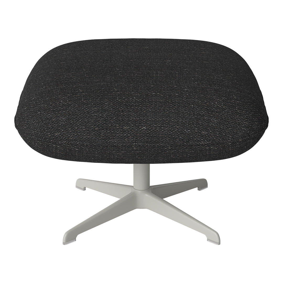 Black textured upholstery with a smooth, modern white base. Contemporary design for versatile decor styles.