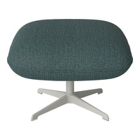Teal textured upholstery with a modern, minimalist gray base in a stylish, contemporary design.